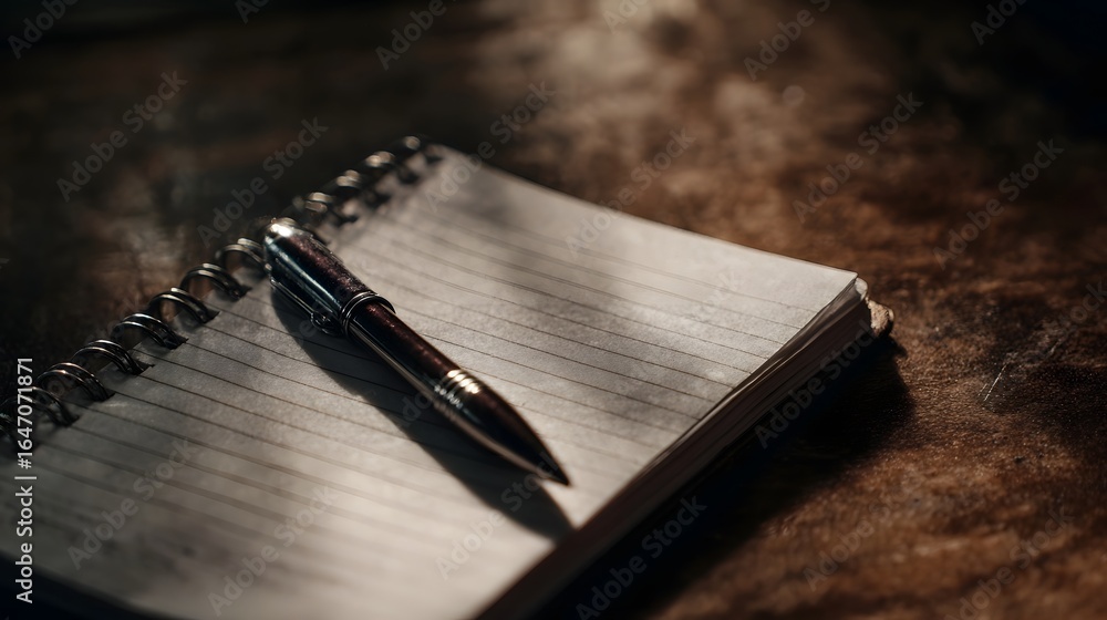 Poster focused list on a notepad with a pen