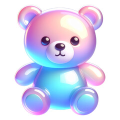 Charming light blue and pink teddy bear on a transparent background - Element