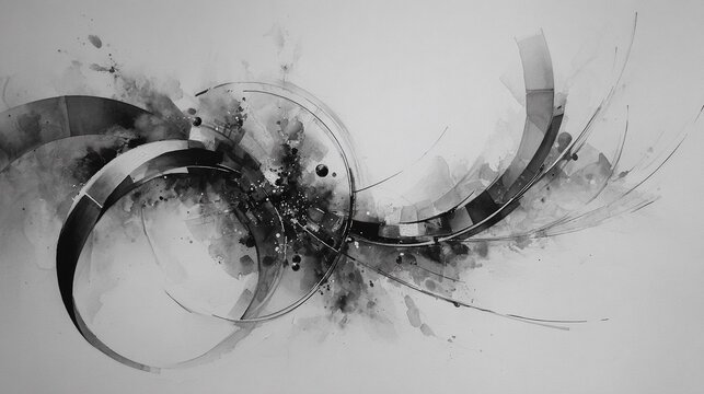 COMPOSIZIONE ASTRATTA MONOCROMATICA DI FORME INTERSECATE
