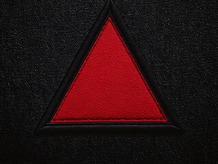 Red Triangle Patch with Black Outline on Dark Fabric