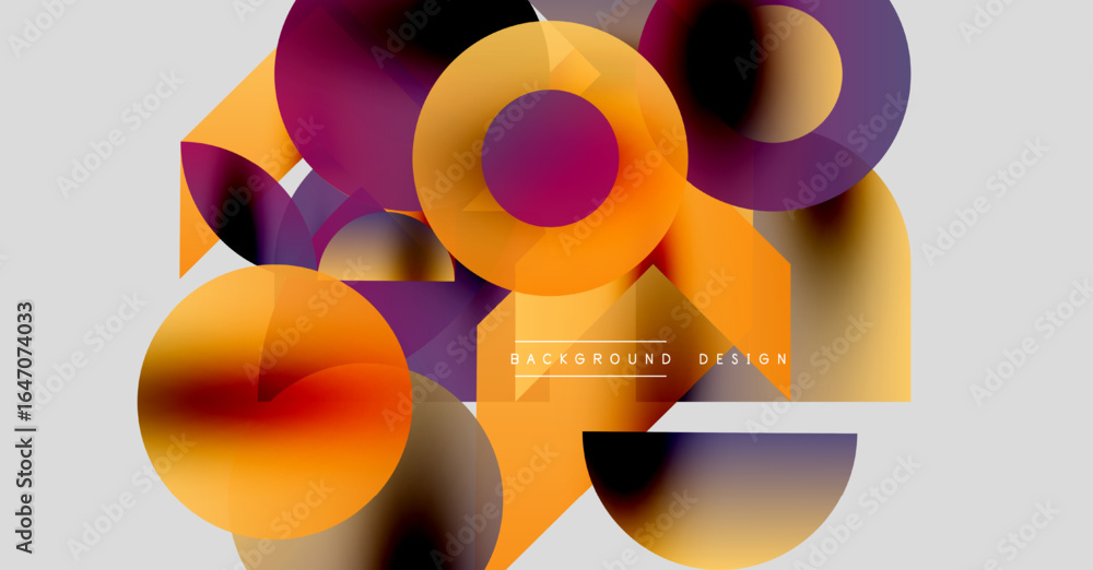 Poster abstract shapes overlap, creating vibrant color gradients. modern design features smooth transitions