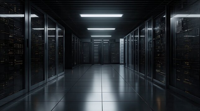 Server racks in server room data center.