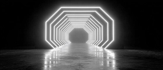 TÚNEL GEOMÉTRICO CON ILUMINACIÓN NEÓN