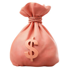 Colored Money Bag with Dollar Sign Embossed in Bright Orange Hue