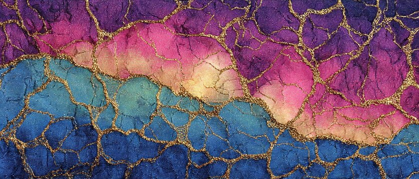 GLITTER SU TESSUTO: TEXTURE ASTRATTA CON SFUMATURE VIOLA, ROSA E BLU