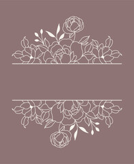 Decorative Floral Border Vector Design Images, Title Name Border flower Hand Draw Decoration, Name Border, leaf Hand Draw. flower frame with blue flowers. Hand drawn mono line floral background.