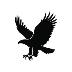 Obraz premium Eagle Logo vector illustration Black And White Flying in The Sky.