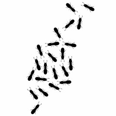 Vector illustration of a termite colony gathering on a white background.