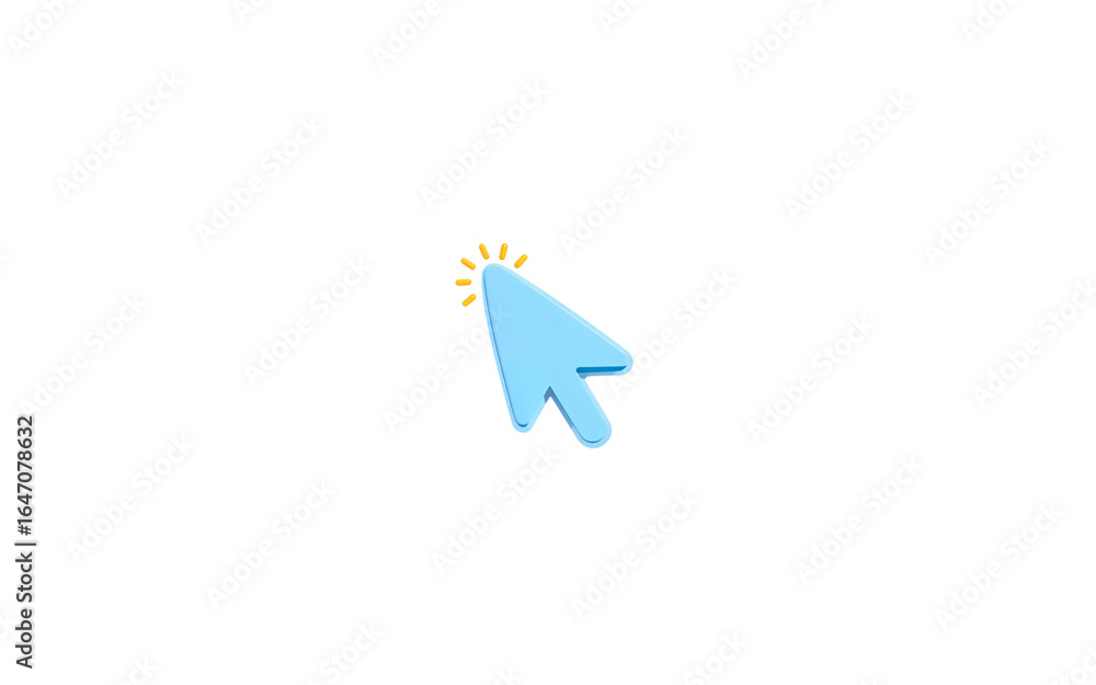 Fototapete blue computer mouse cursor clicking with glowing effect isolated on transparent background