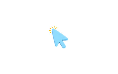 Blue computer mouse cursor clicking with glowing effect isolated on transparent background