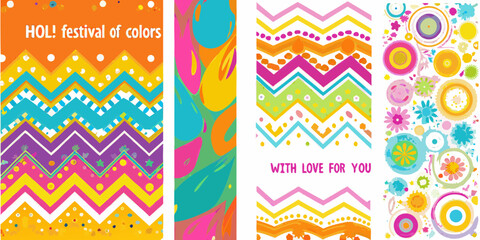 Vibrant holi festival of colors with abstract patterns and greetings © Smritykona