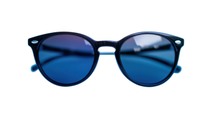 Dark blue sunglasses showcase a modern design, perfect for summer outings or beach adventures