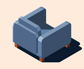 Isometric sofa. Modern sofa. Comfortable and cozy soft furniture. Isometric home furniture. Living room furniture