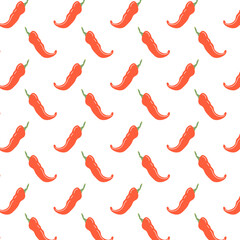 Seamless Chili Pepper Pattern. Spicy Vegetable Vector Background