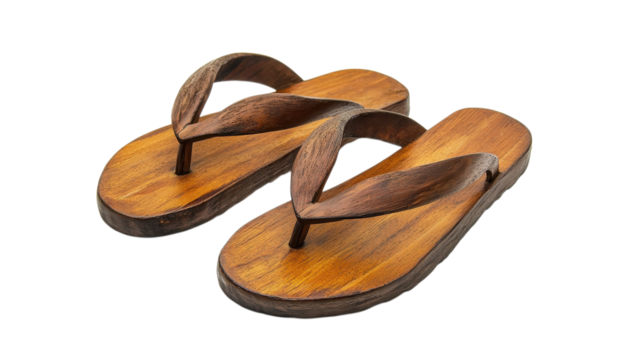 Beautiful handcrafted wooden sandals with a smooth finish, showcasing skilled craftsmanship and natural materials