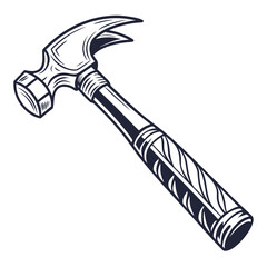 Illustration of a black and white hammer isolated on white background, a versatile tool for construction and carpentry work