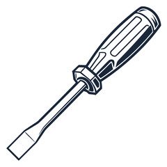 Illustration of a blue flat screwdriver tool isolated on white background for repair and construction