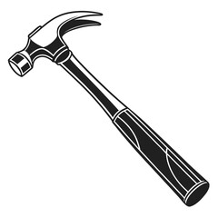 Illustration of a black and white hammer, a versatile tool used for driving nails and various construction or repair tasks isolated on white background