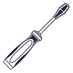 Illustration of a black handled screwdriver, a repair tool, isolated on white background