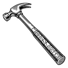 Illustration of a classic claw hammer, a versatile tool for driving nails, isolated on white background