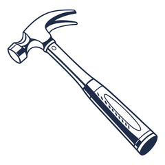 Illustration of a classic claw hammer, a versatile hand tool for driving nails, isolated on white background