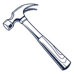 Illustration of a claw hammer, a tool used for driving nails into wood, isolated on white background