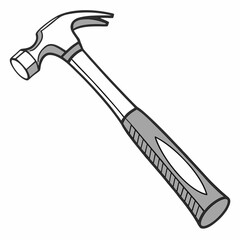 Illustration of a claw hammer, a versatile tool used for driving nails into wood and other materials, isolated on white background
