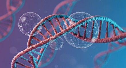 DNA Strand with Futuristic Spheres Science Concept.