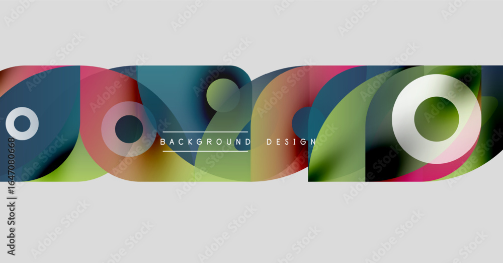 Poster abstract colorful shapes overlap, creating dynamic visual texture. modern design elements suggest cr
