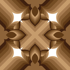 a warm earthy symmetrical, geometric design,