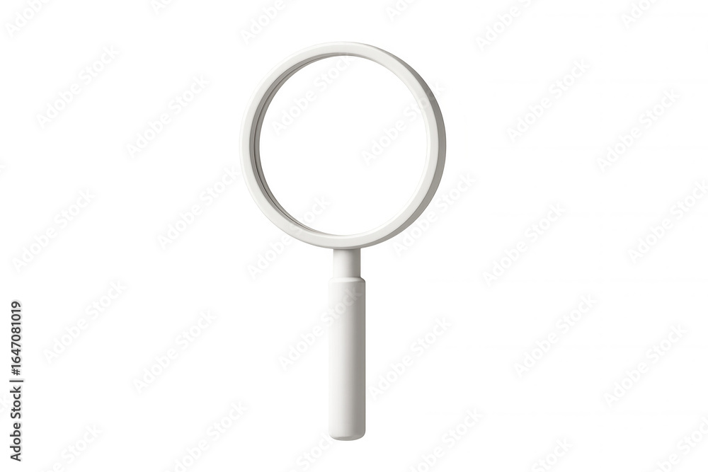 Poster minimalist 3d rendering of a magnifying glass with a transparent background, ideal for search and di
