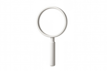 Minimalist 3d rendering of a magnifying glass with a transparent background, ideal for search and discovery concepts