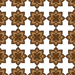 a warm earthy symmetrical, geometric design,