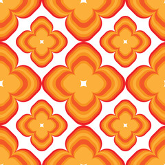 a warm earthy symmetrical, geometric design,