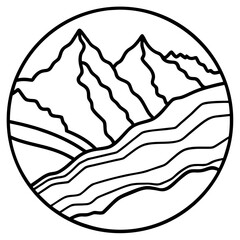 Danxia Landform line art vector
