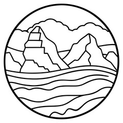 Danxia Landform line art vector