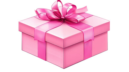 Obraz premium Decorative pink gift box adorned with a vibrant bow, ideal for birthdays or special celebrations