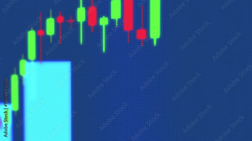 Aufkleber dynamic stock market candlestick chart animation: financial data visualization for business and inve