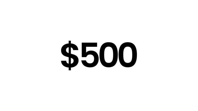 Animted count up 5000 dollar with white background. 4K Footage