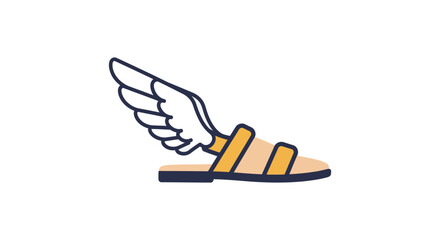 Winged Sandal Icon Representing Speed Agility and Swiftness in a Minimalist Style