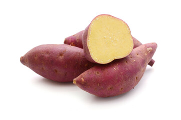 Hainan Qiaotou sweet potato is placed on the white background