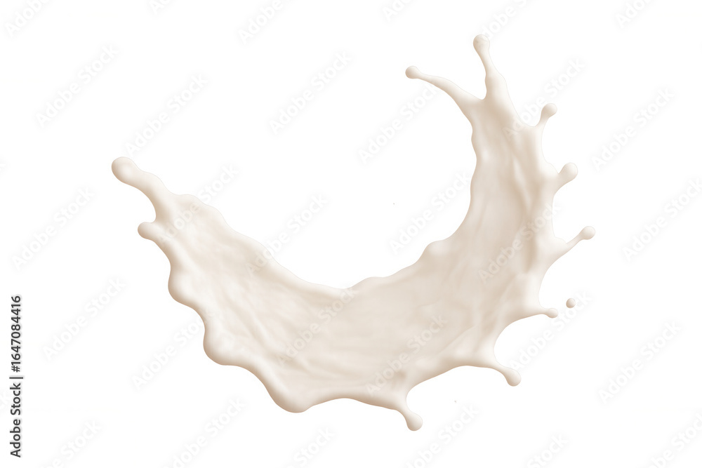 Poster milk arcing dynamically, creating transparent splash revealing liquid movement with soft white textu