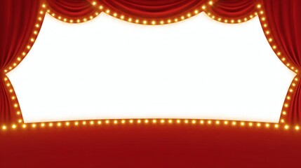Red Velvet Curtain with Bright Lights and Empty Space for Text