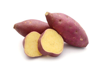 Sweet potatoes are placed on a white background  © Phong