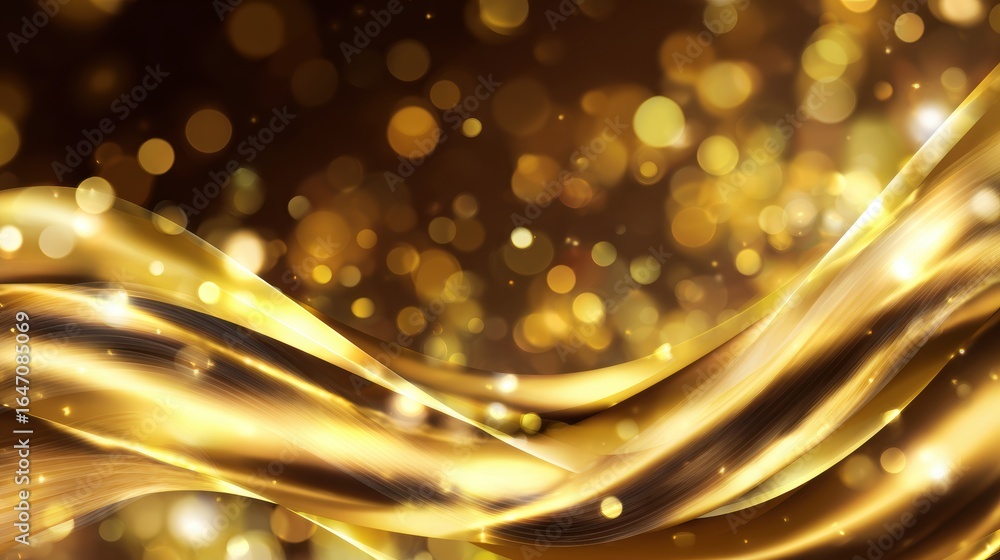 Aufkleber shimmering golden waves with sparkling bokeh lights create a luxurious and festive atmosphere