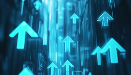 Futuristic Illustration of Cyberspace Advancements with Data Transmission and Success Indicators