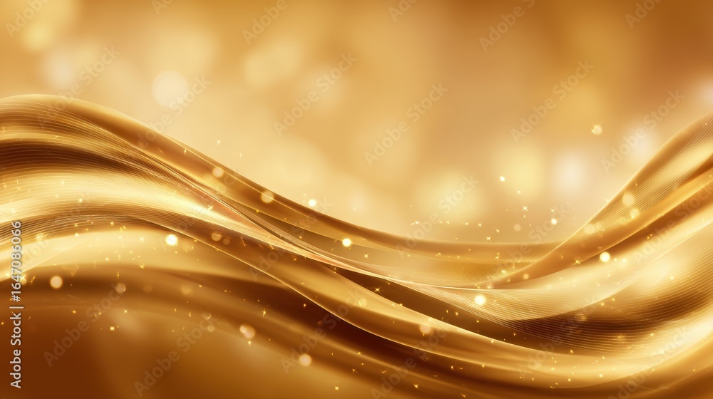 Poster elegant golden waves with soft bokeh lights creating a luxurious and warm atmosphere