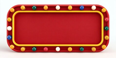Colorful Blank Retro Sign with Marquee Lights on Red Background