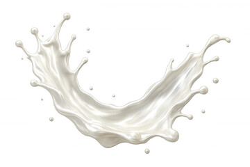 Fototapeta premium Milk dynamic arc splashing, curving gracefully with translucent droplets spreading across clean transparent surface