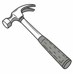 A simple clean illustration of a claw hammer tool on a white background